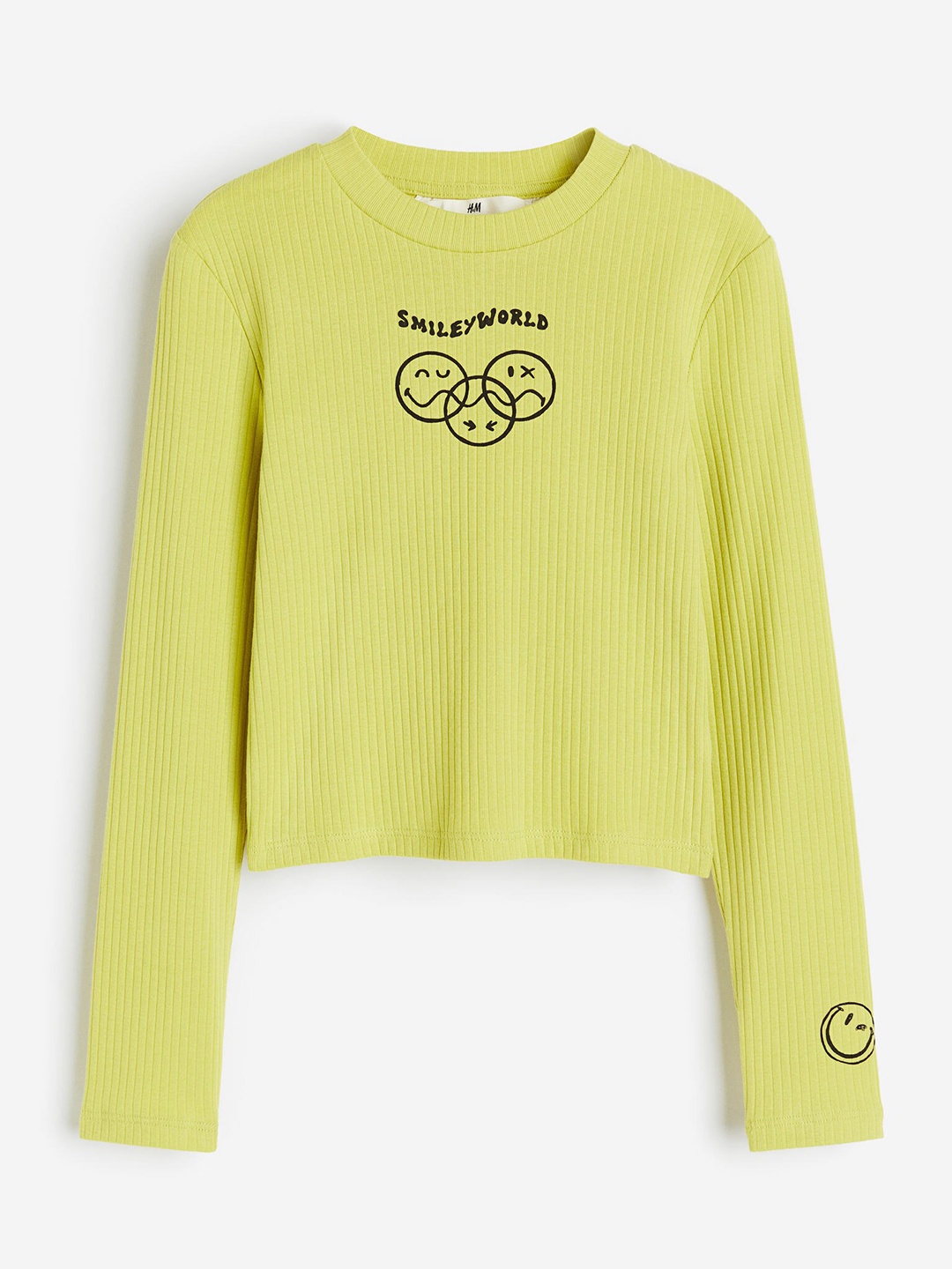 

H&M Girls Ribbed Jersey Top, Yellow