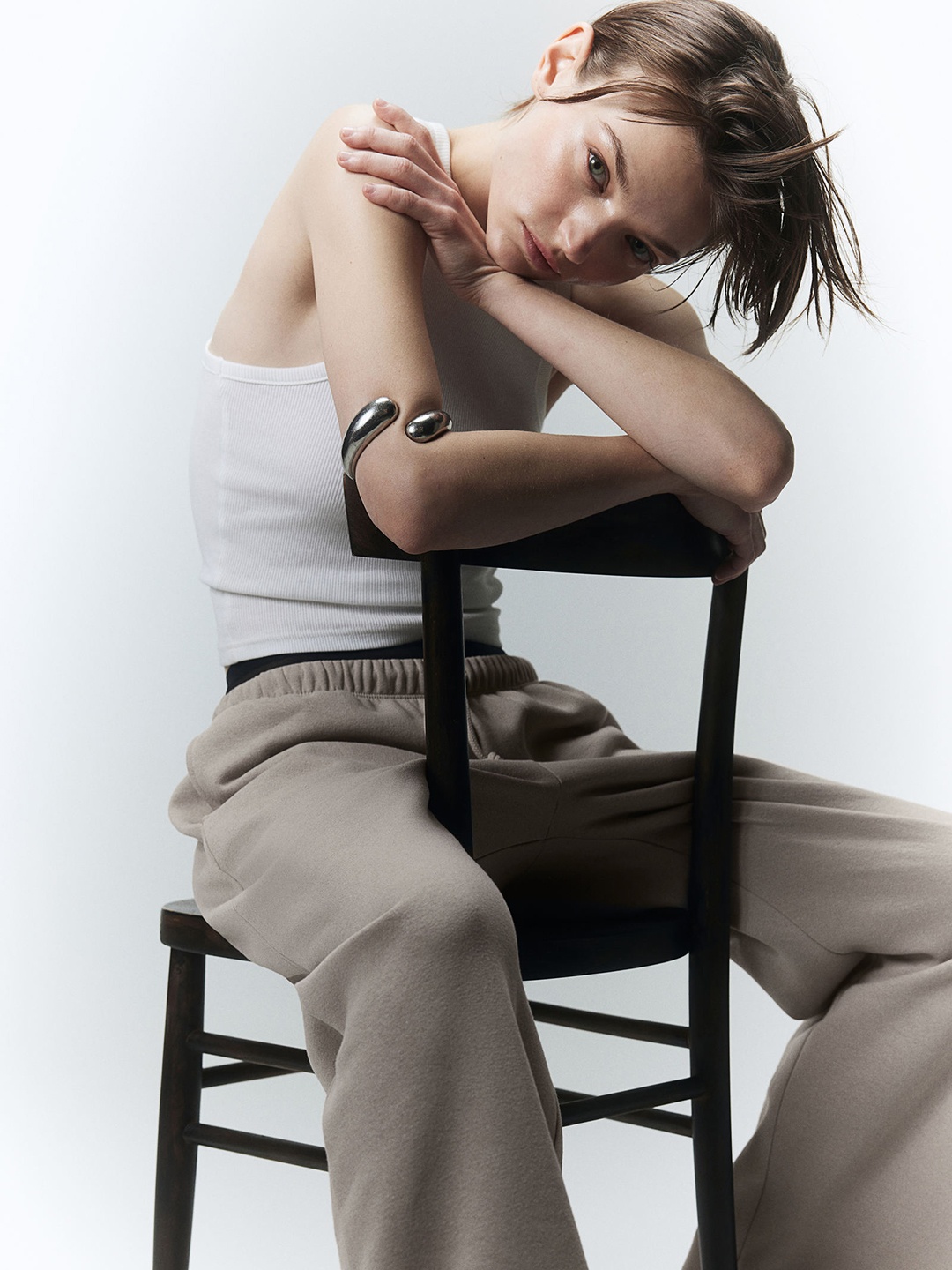 

H&M Women Wide Joggers, Beige