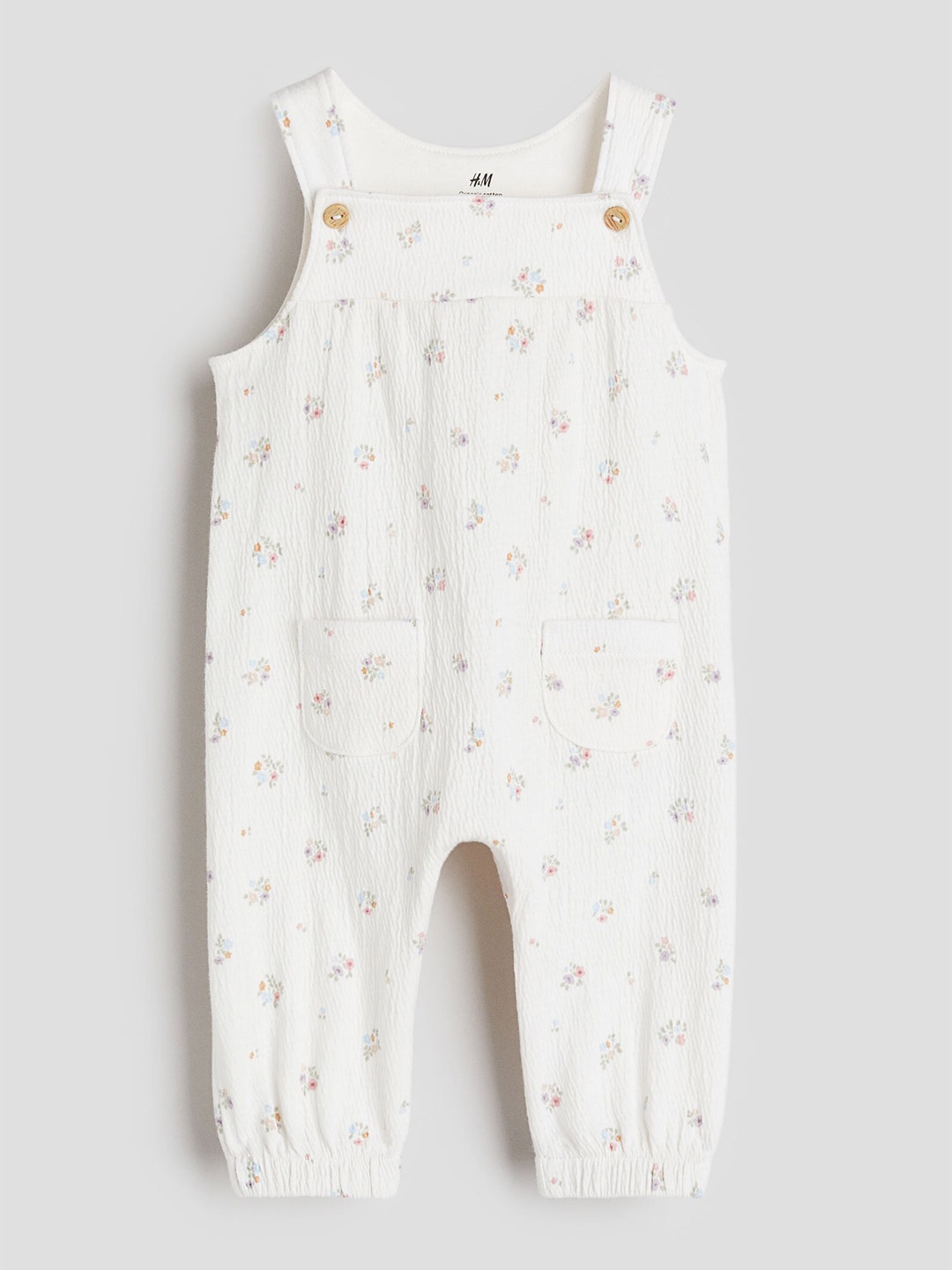 

H&M Infant Boys Ribbed Pure Cotton Dungarees, White