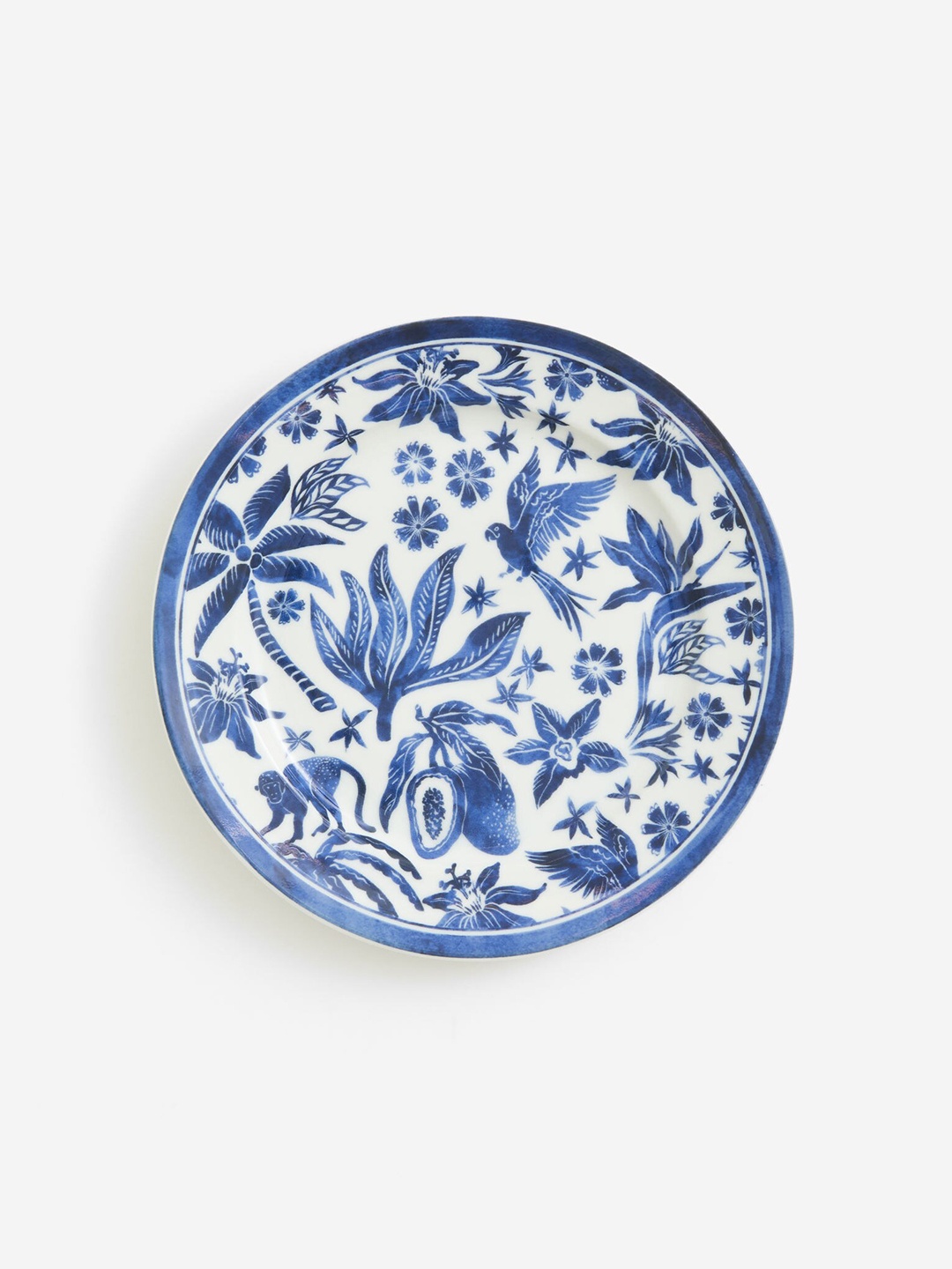 

H&M White & Blue Printed Porcelain Mid Plate