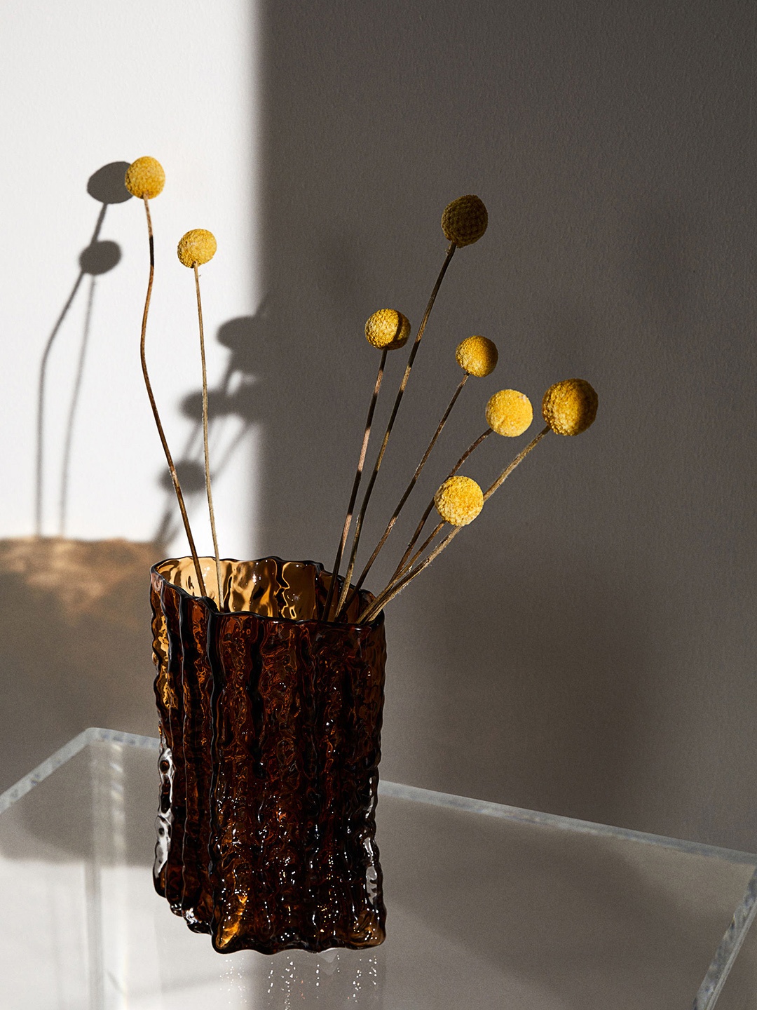 

H&M Beige Textured Glass Vase