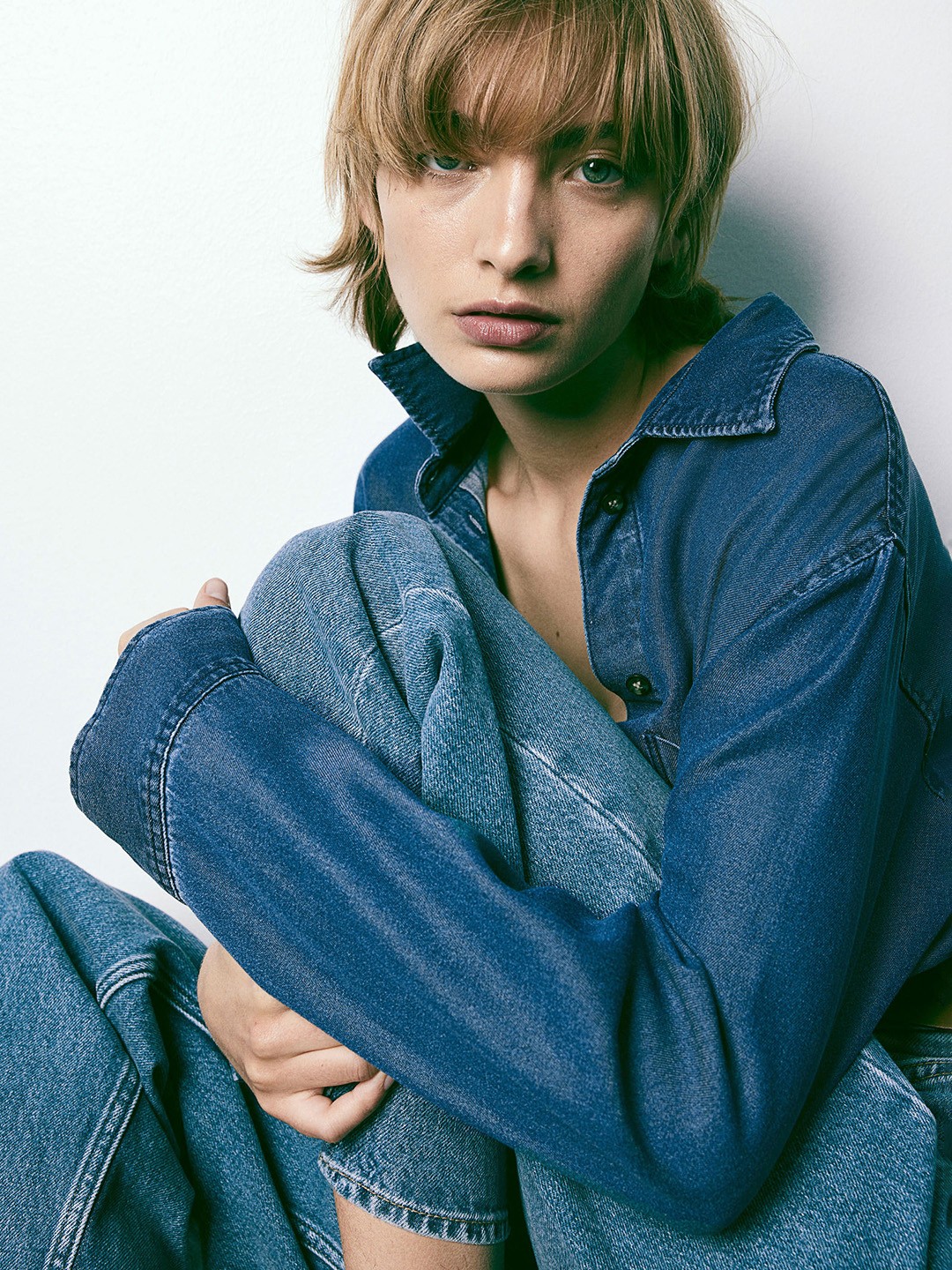 

H&M Lyocell Denim Shirt, Blue