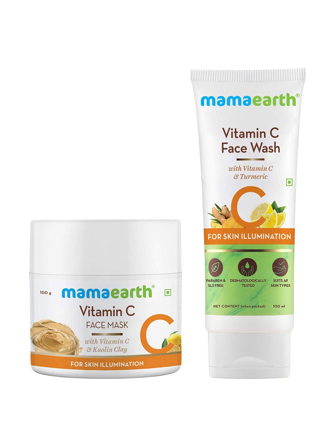 

Mamaearth Vitamin C 2-Pcs Face Wash 100ml & Face Mask 100g Combo, White