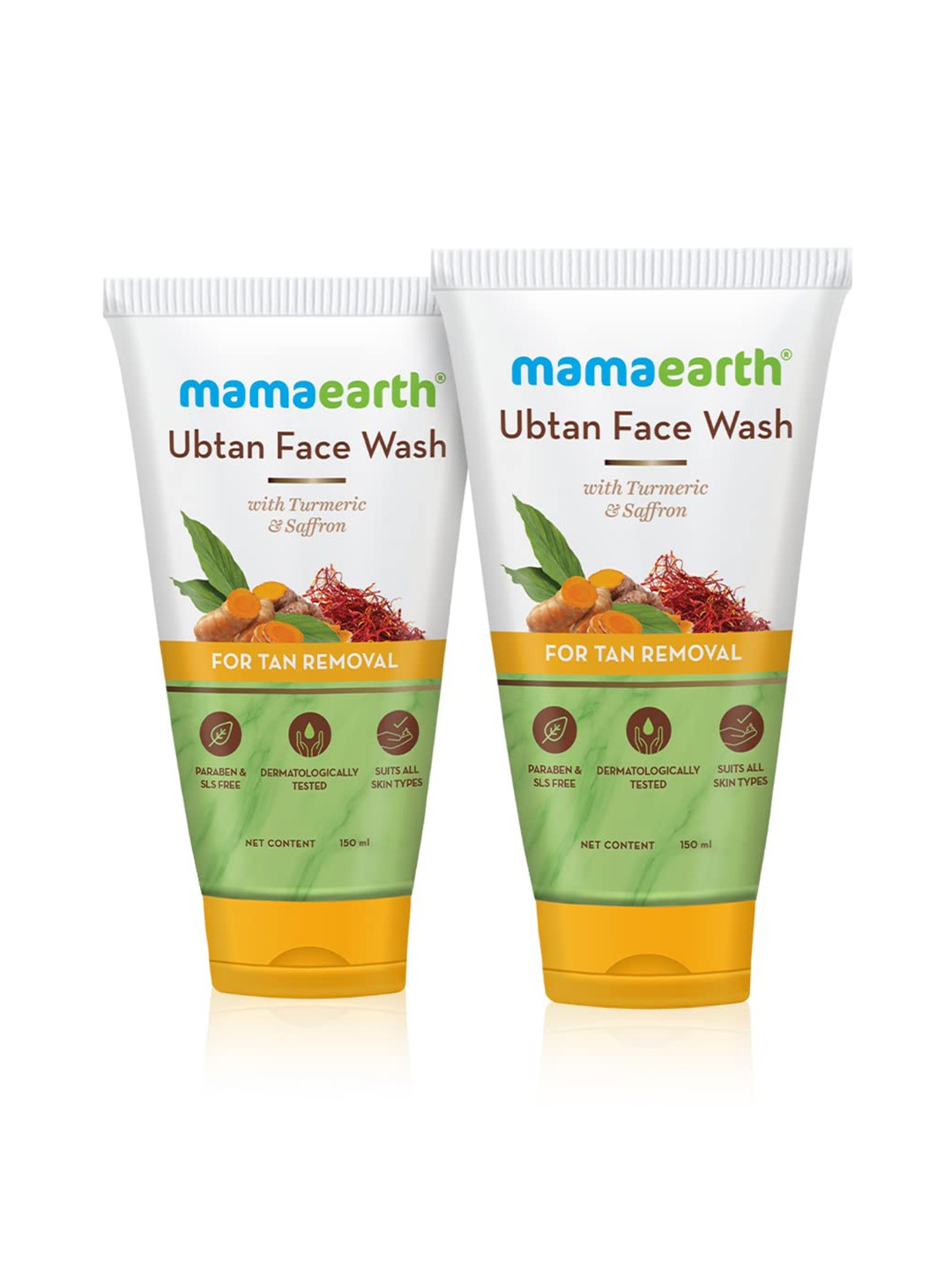 

Mamaearth Set of 2 Ubtan Face Wash with Turmeric & Saffron - 150 ml each, Yellow