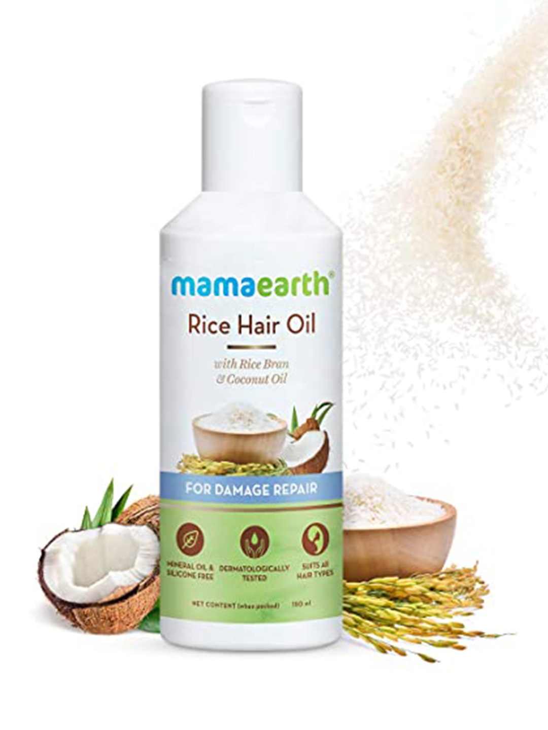 

Mamaearth Rice Hair Oil With Coconut Oil & Almond Oil - 150ml, White