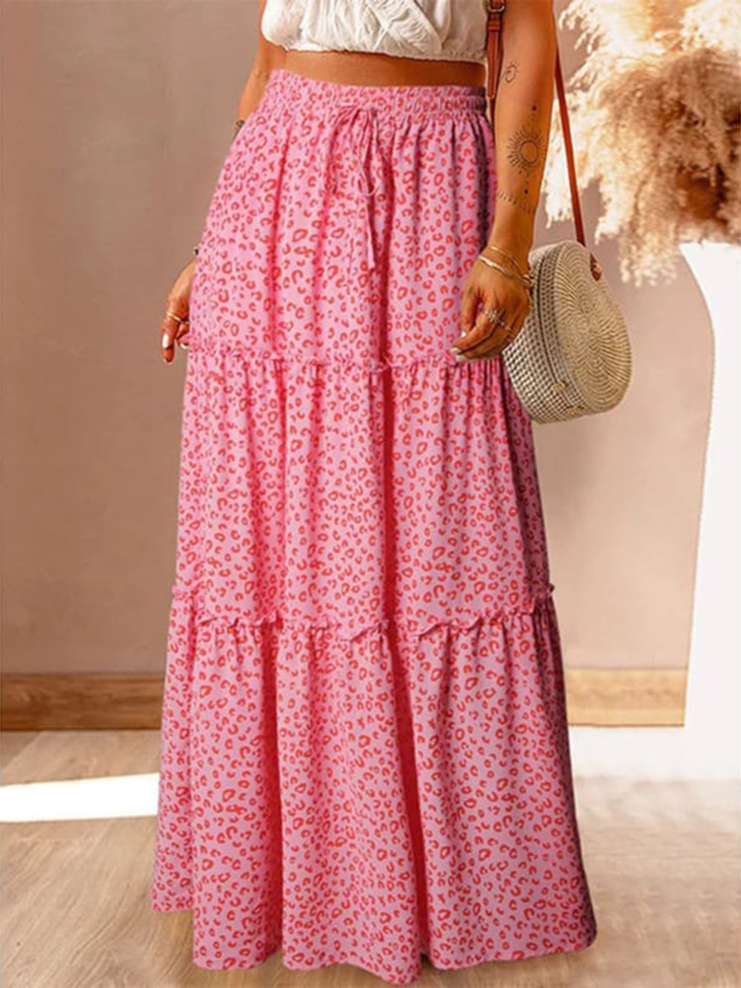 

StyleCast Pink Animal Printed A-Line Maxi Skirt