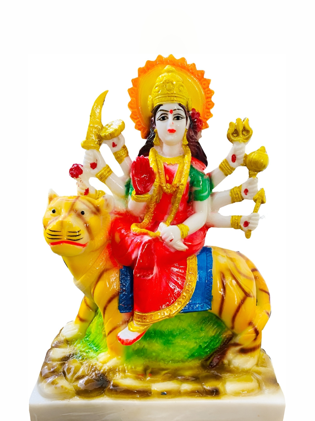 

krishnagallery1 White & Gold Toned Religious Durga Idol Showpiece