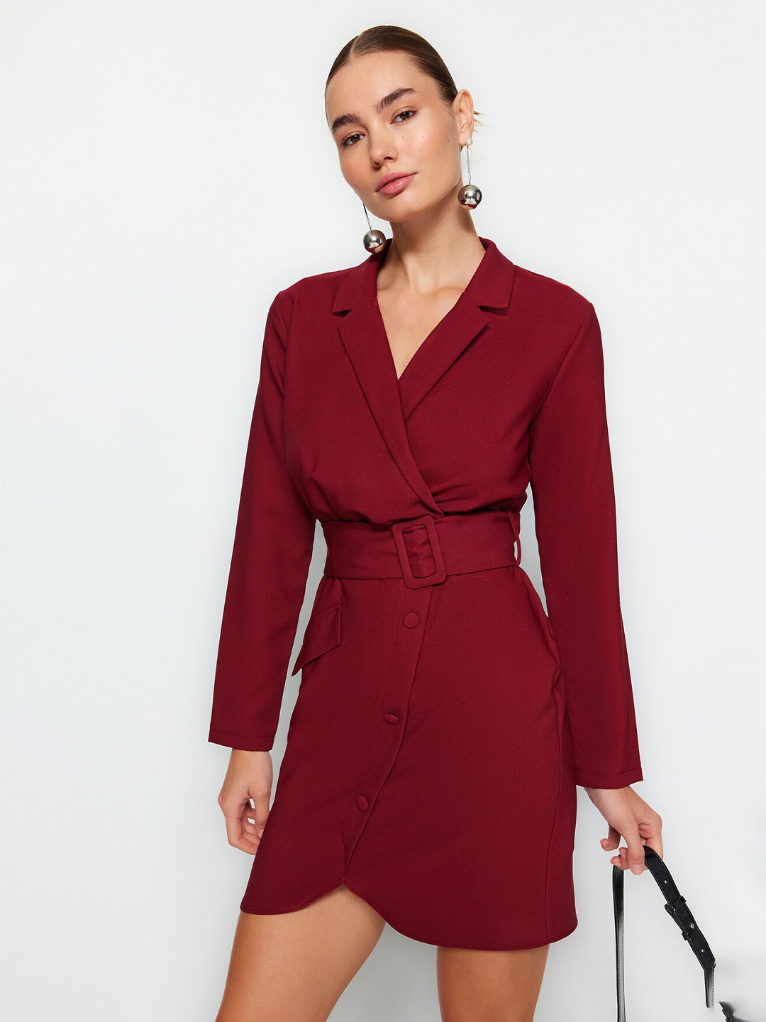 

Trendyol Shirt Collar Long Sleeves Mini Dress, Na