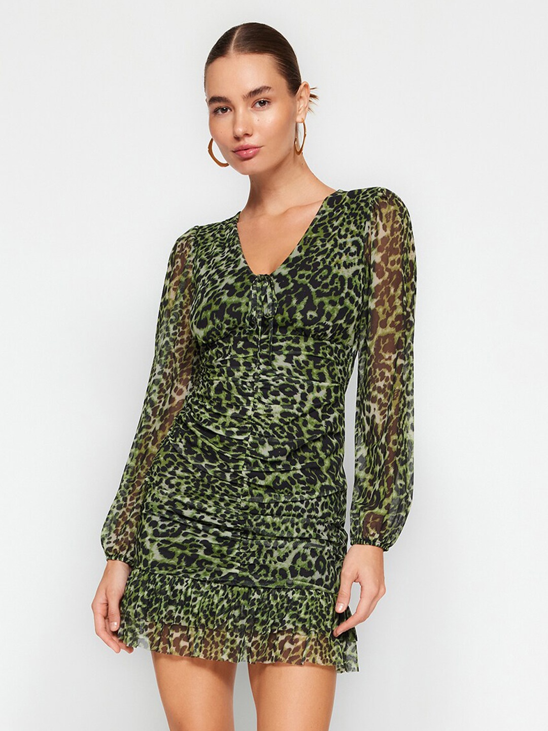 

Trendyol Animal Printed Sheath Mini Dress, Green