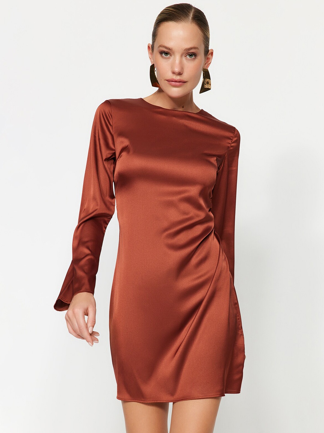 

Trendyol Bell Sleeve A-Line Mini Dress, Copper