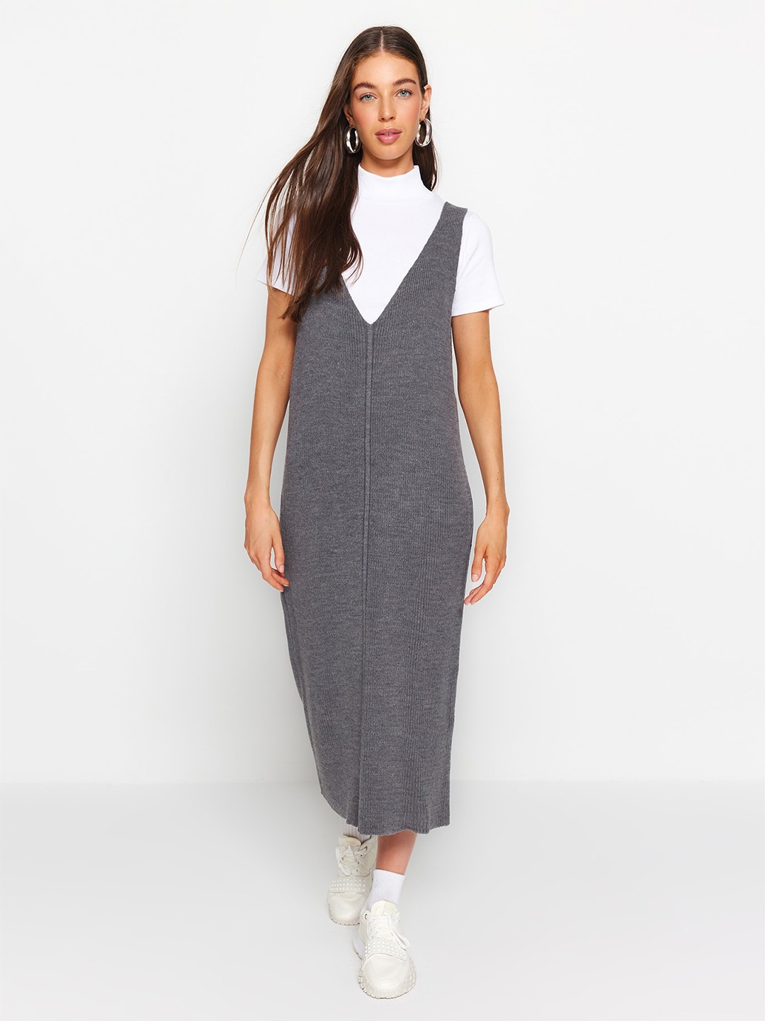 

Trendyol Pinafore Midi Dress, Na