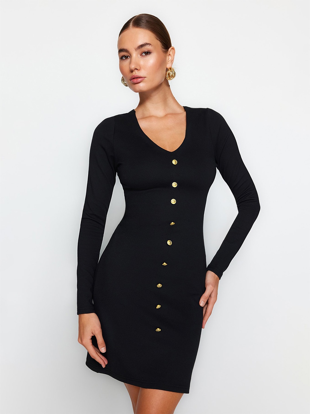 

Trendyol V-Neck Bodycon Dress, Black