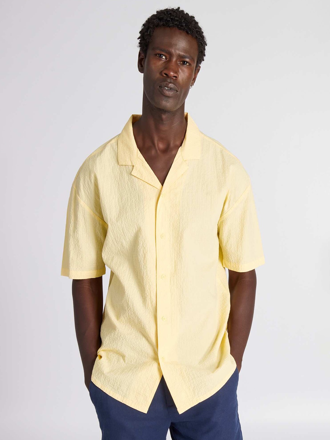 

KIABI Regular Fit Cotton Casual Shirt, Yellow