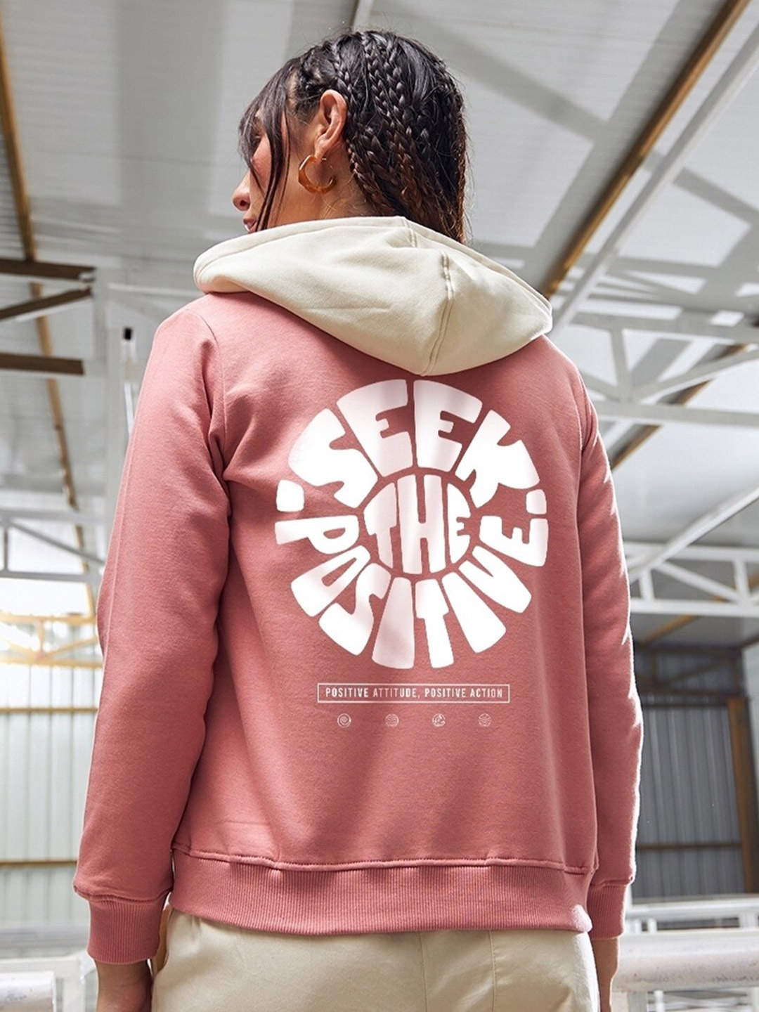

Bewakoof Heavy Duty 1.0 Women Graphic Printed Hoodies, Pink