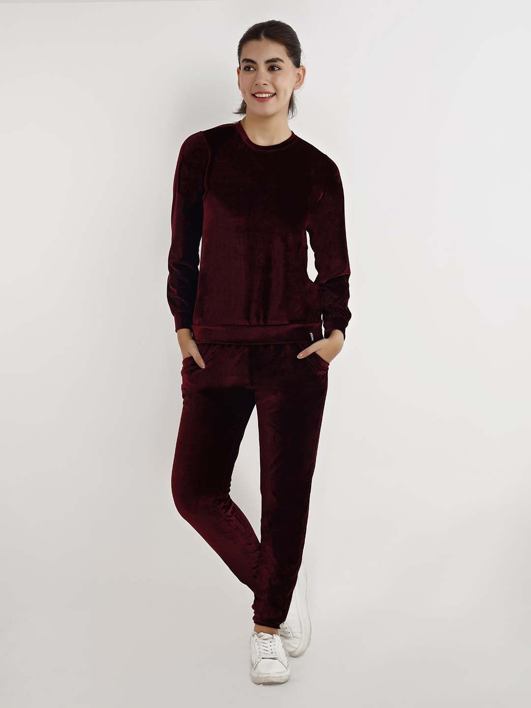 

VISO Round Neck Mid-Rise Tracksuit, Maroon