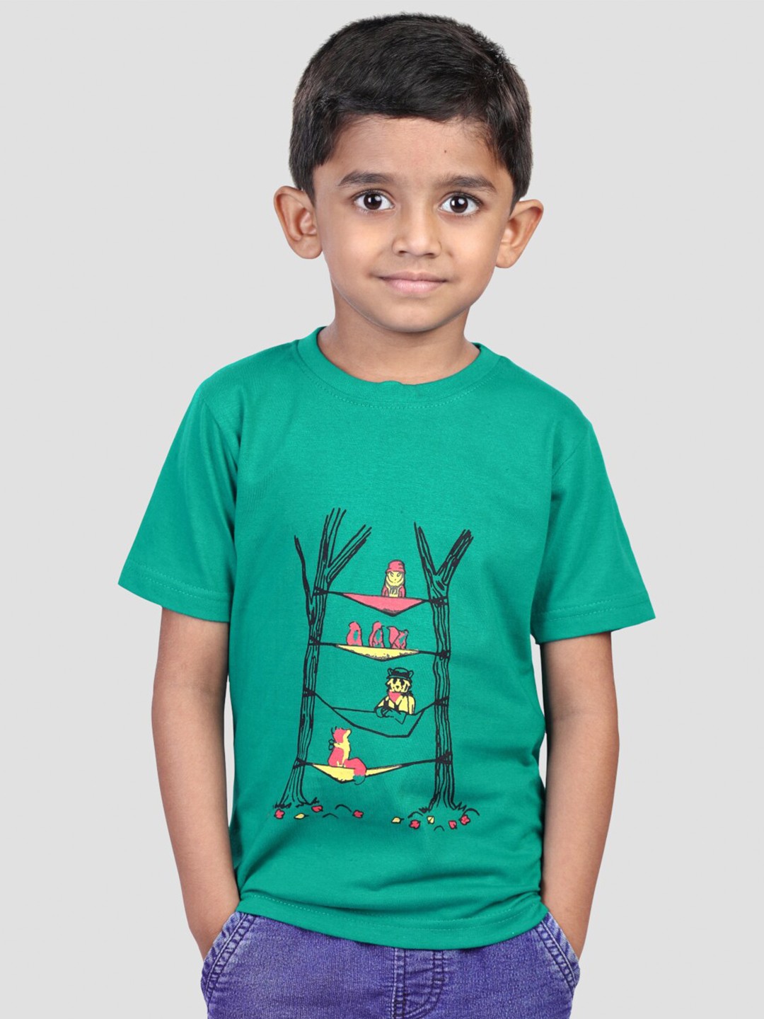 

BAESD Boys Graphic Applique Round Neck Short Sleeves Cotton T-shirt, Green