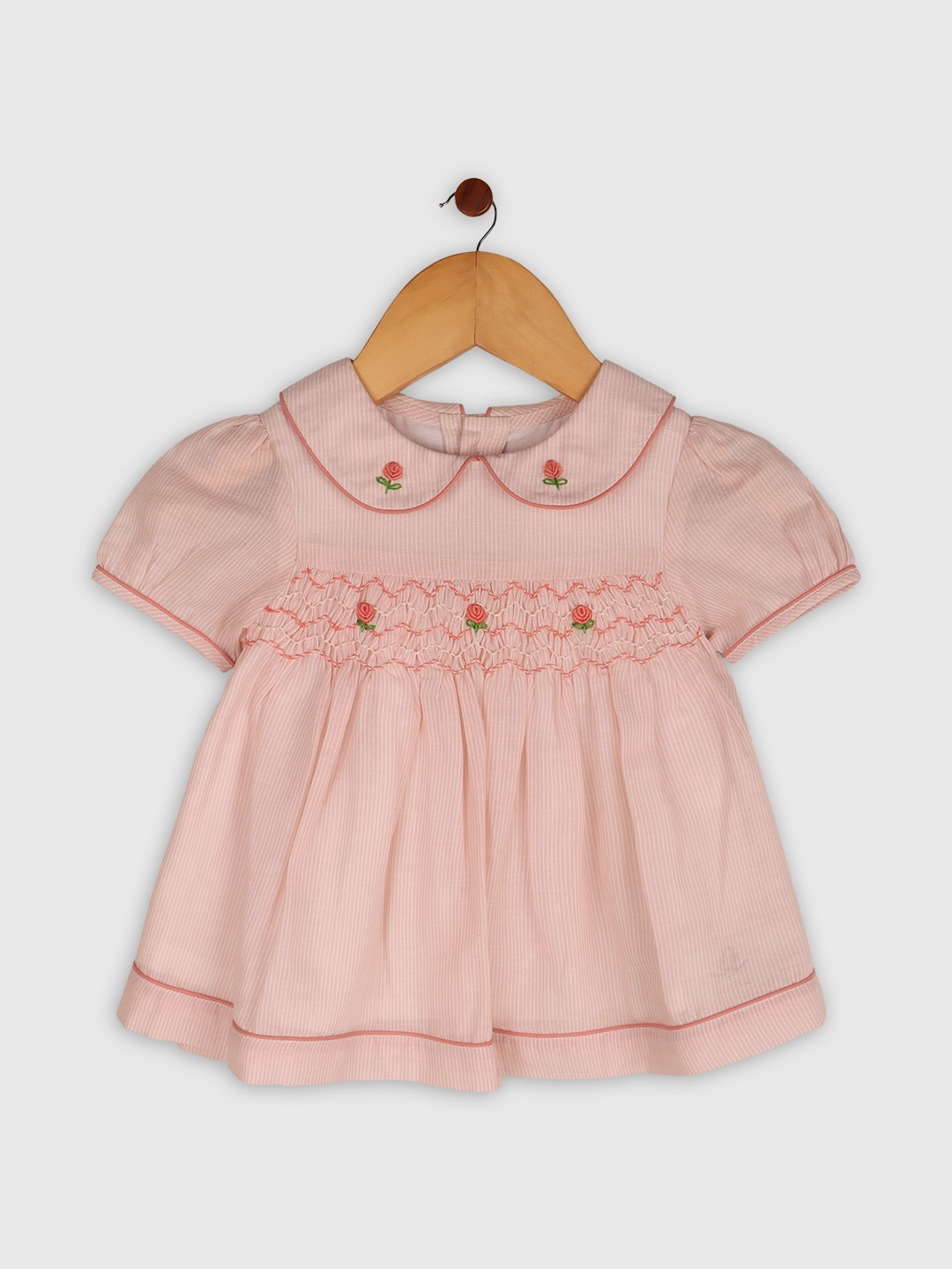 

BAESD Girls Striped Peter Pan Collar Cotton A-Line Dress, Peach