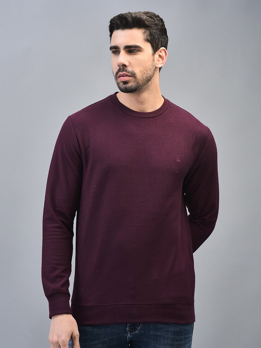 

CANOE Round Neck Cotton Sweatshirt, Maroon