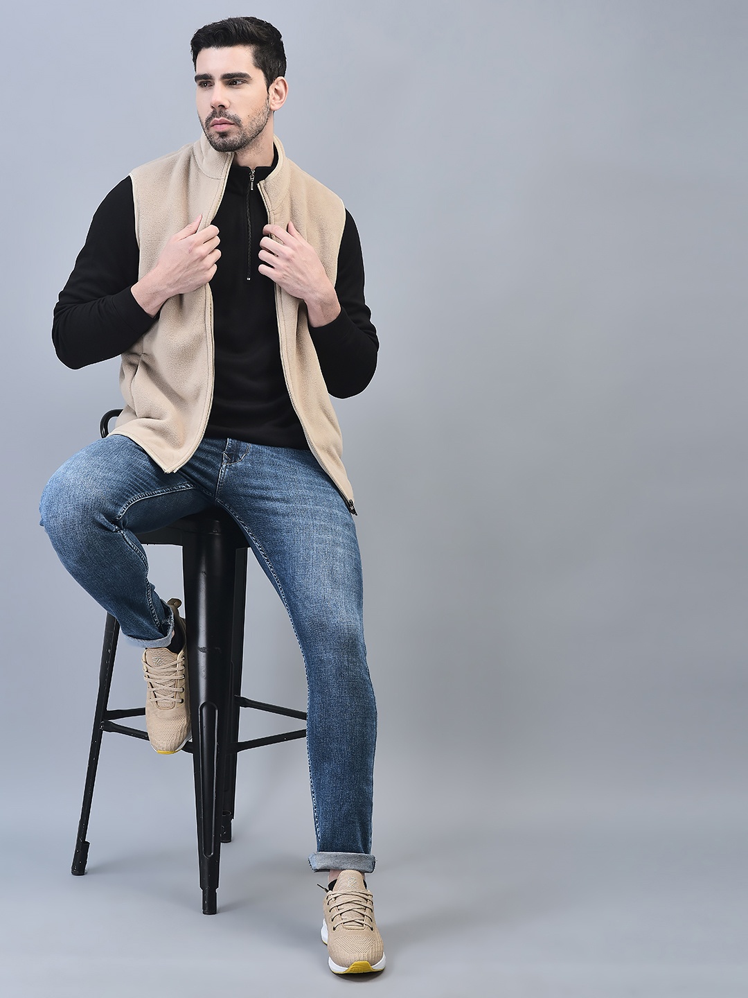 

CANOE Mock Collar Sleeveless Sweatshirt, Beige