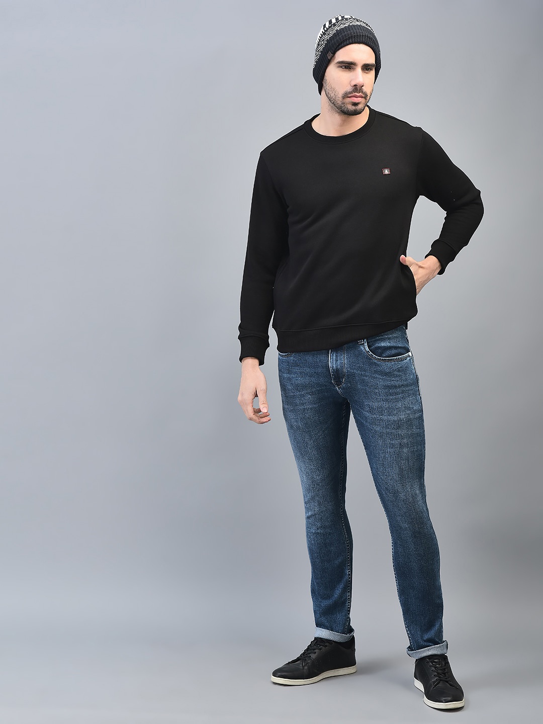 

CANOE Round Neck Long Sleeves Pullover Sweatshirt, Black