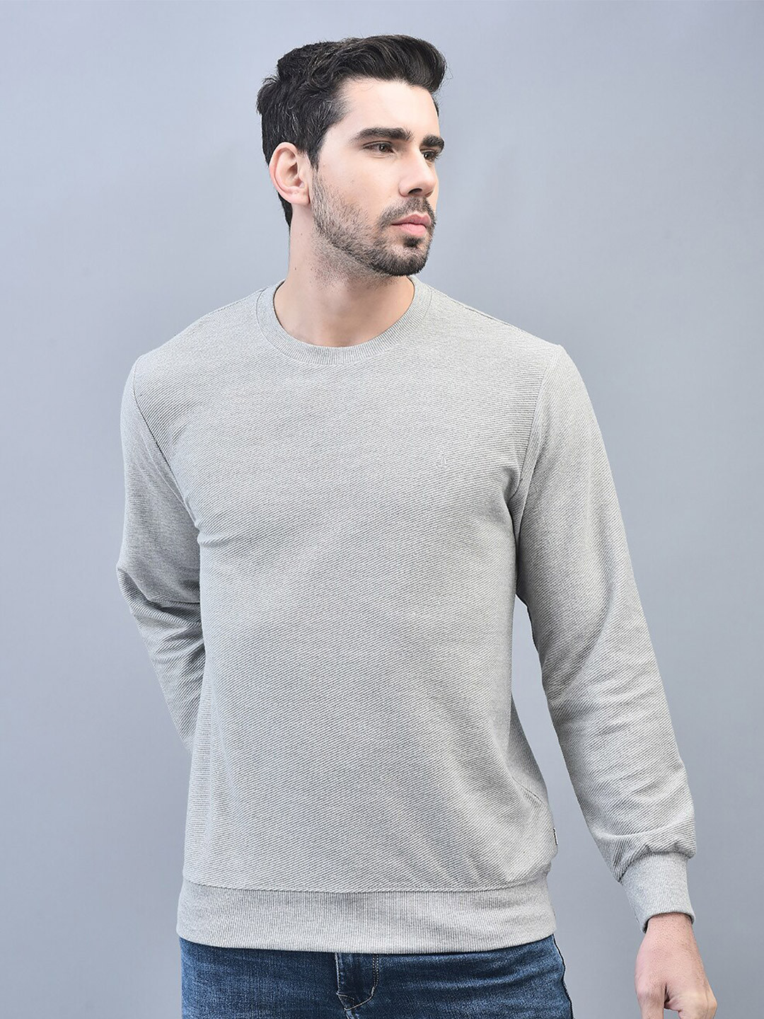 

CANOE Pullover Ribbed Cotton Casual Sweatshirt, Grey
