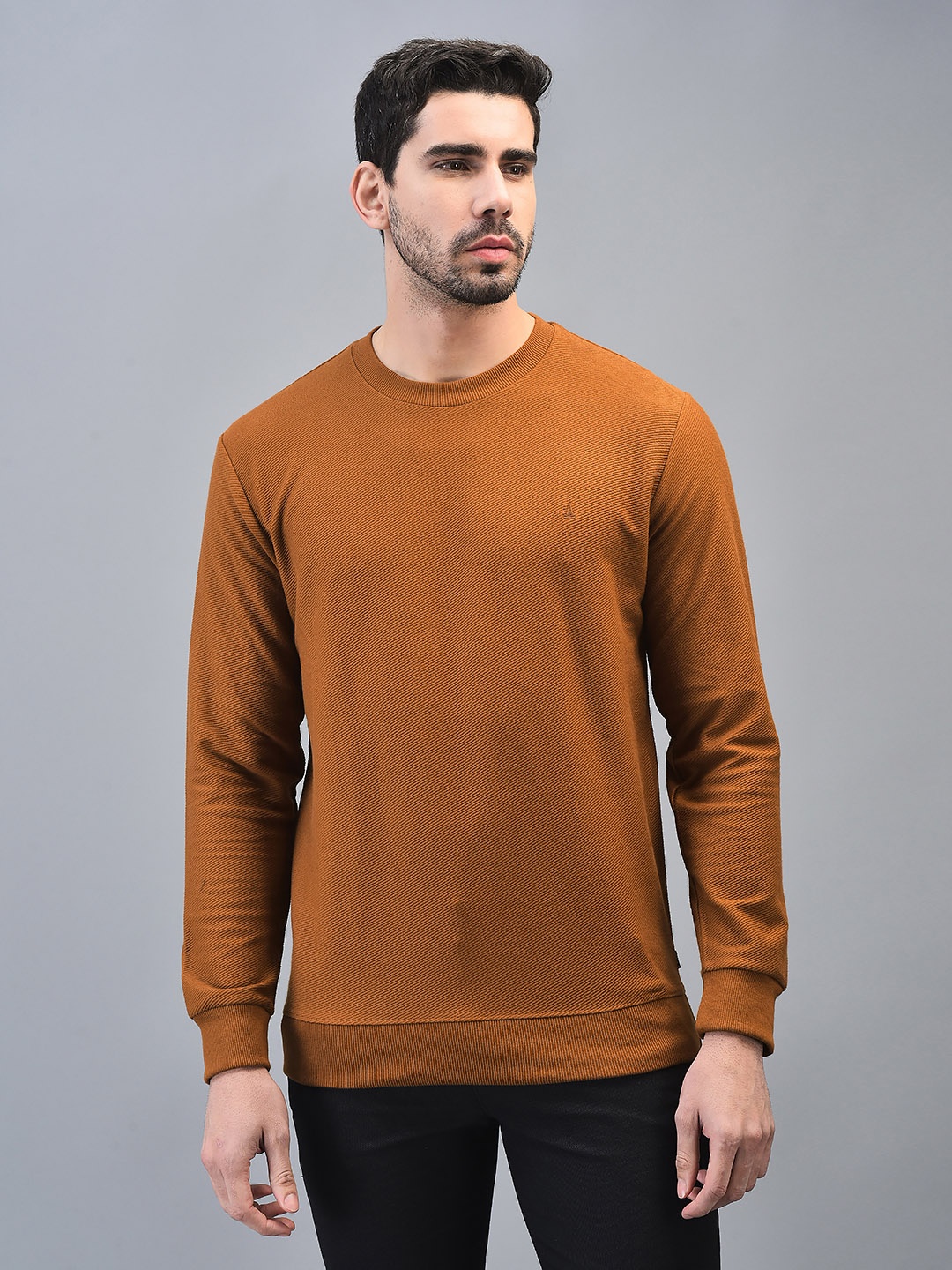 

CANOE Long Sleeves Round Neck Cotton Pullover Sweatshirt, Mustard