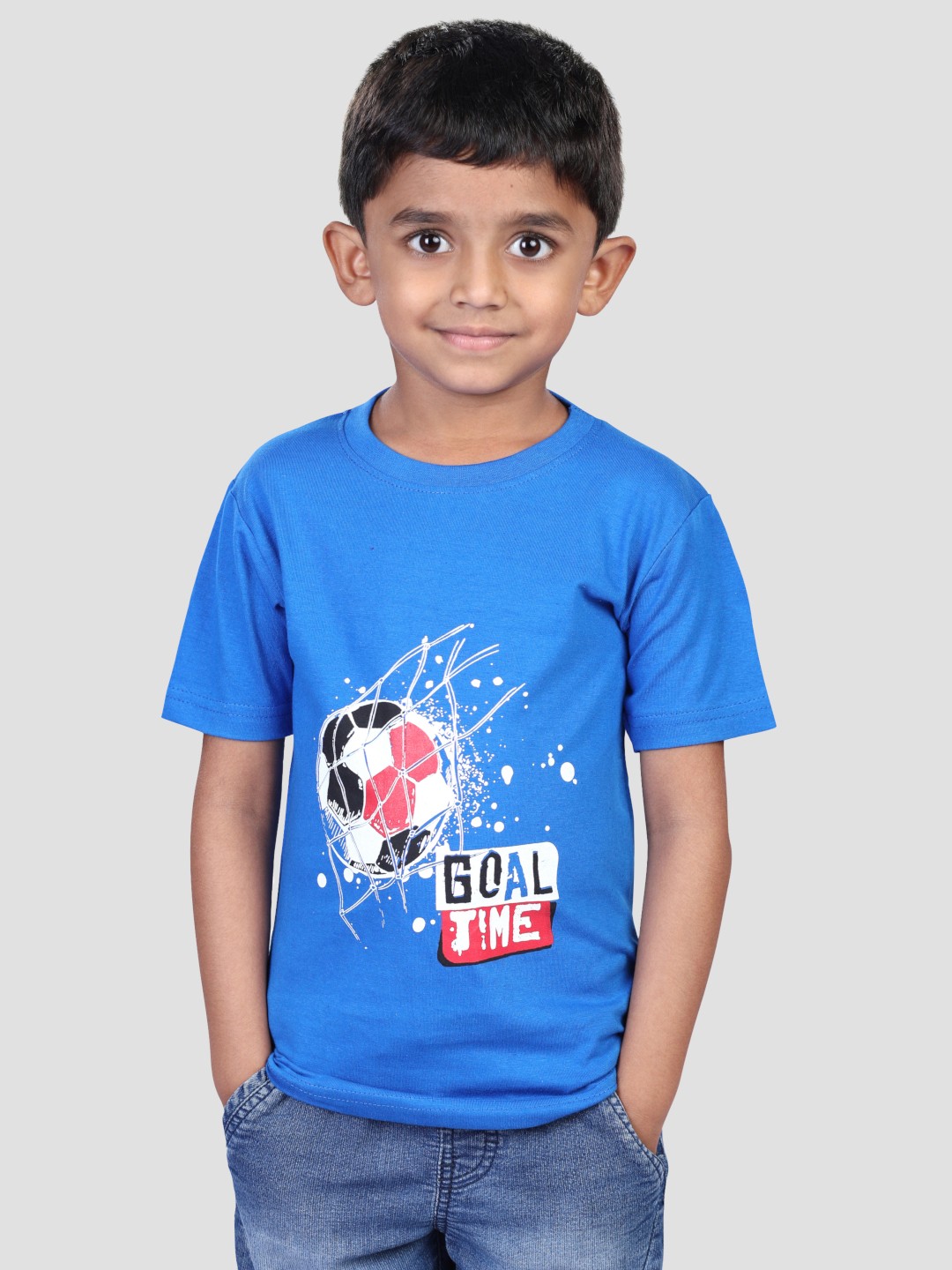 

BAESD Boys Half Sleeve Cotton Printed Tshirt, Blue