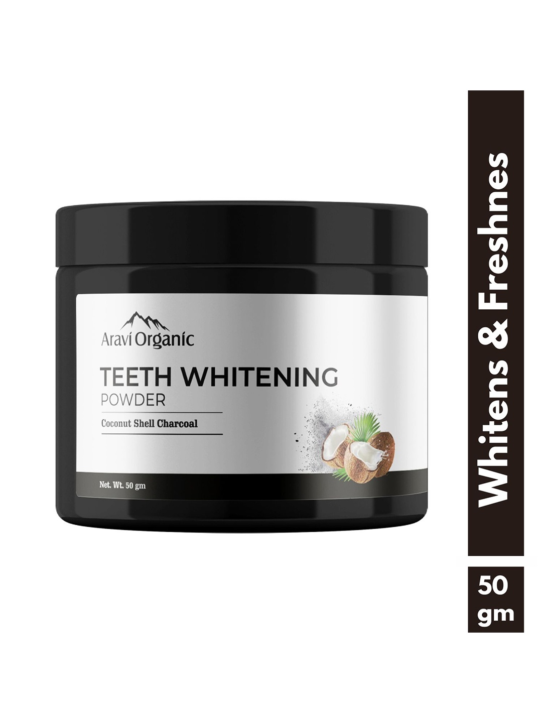 

Aravi Organic Teeth Whitening Activated Charcoal Powder for Enamel Safe Stain Remover-50 g, White