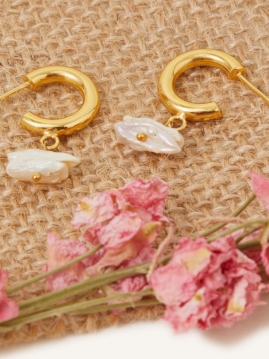 

Accessorize 14K Gold-Plated Keshi Pearl Hoop Earrings