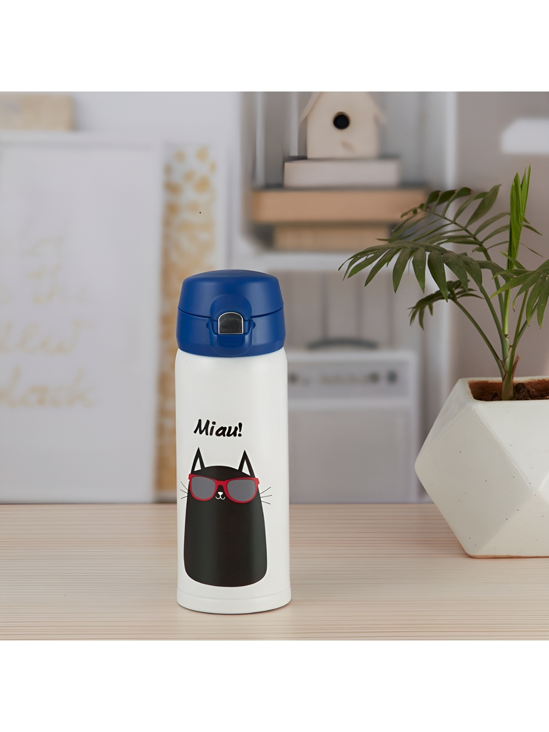 

Kookee White & Blue Printed Water Stainless Steel Bottle 350ml