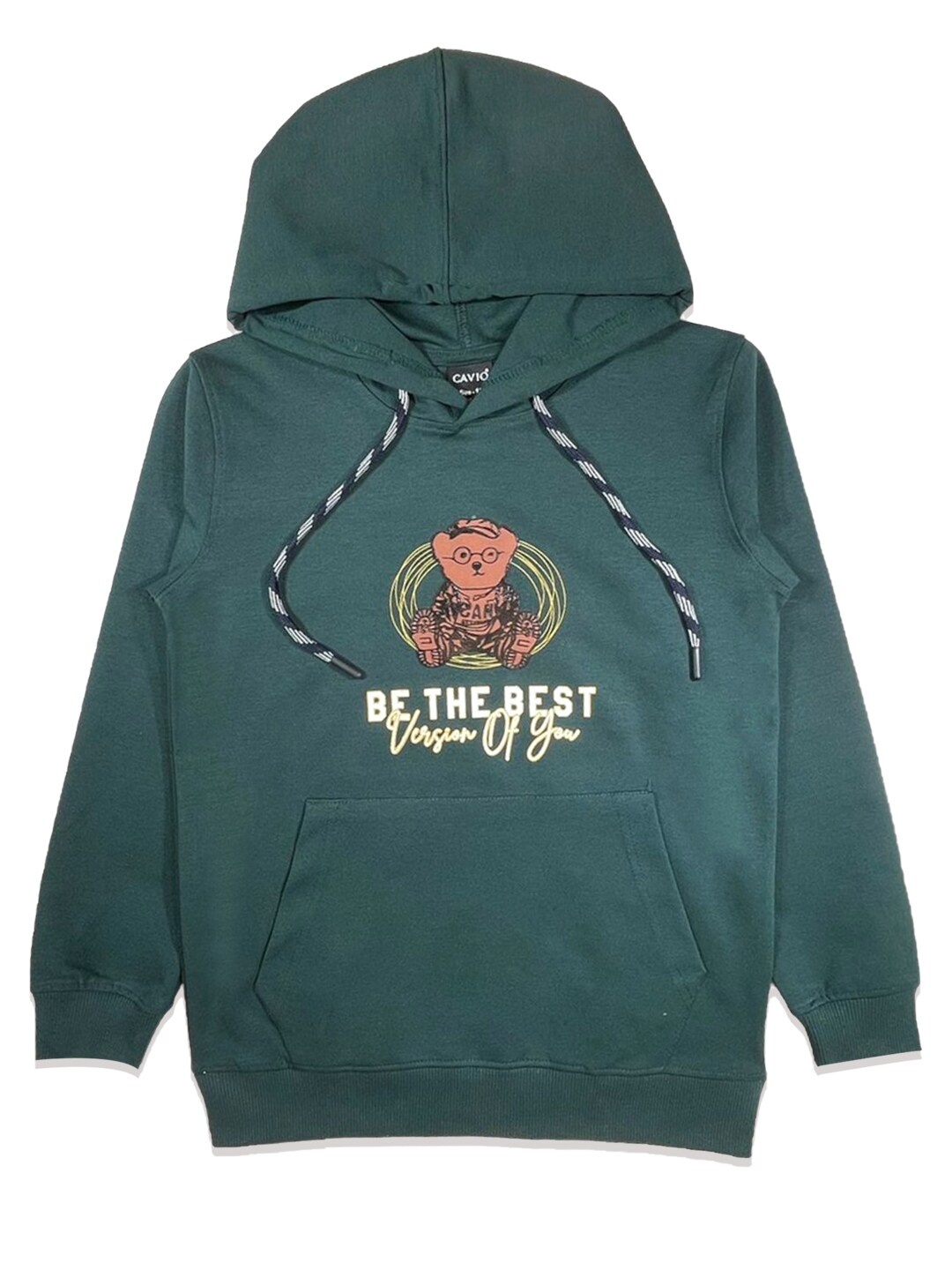 

CAVIO Boys Graphic Print Cotton Hooded Pullover Sweatshirt, Green