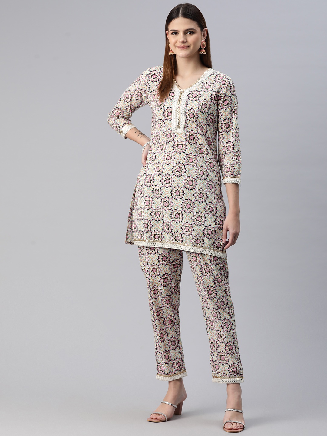 

Readiprint Women Printed Pure Cotton Ethnic Co-Ords Set, Multi