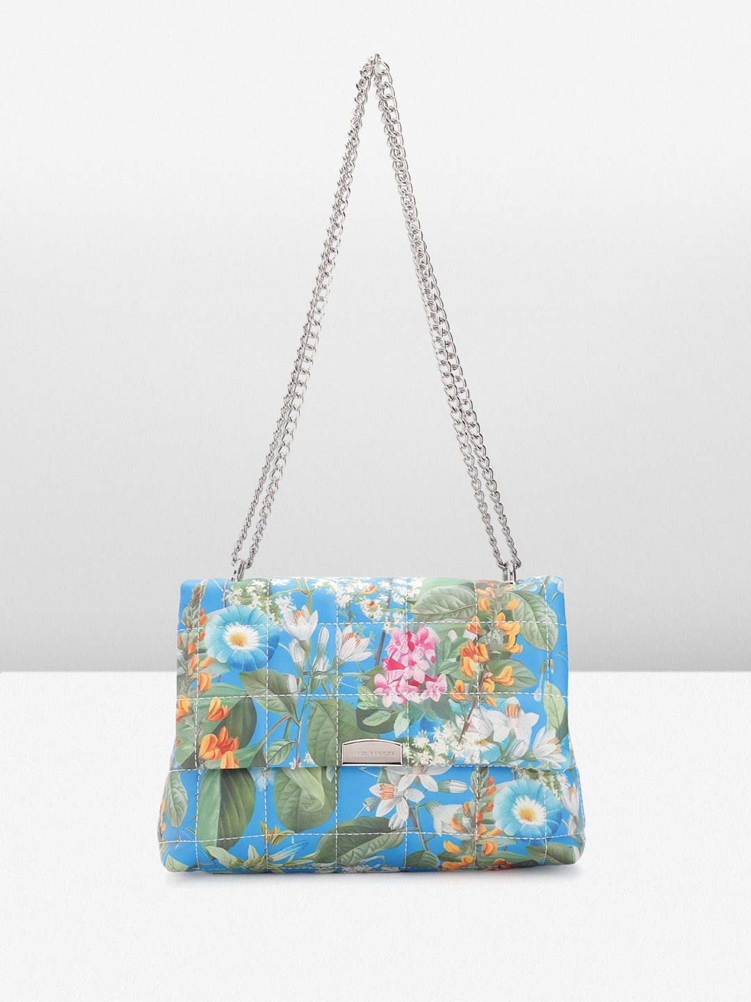 

Lino Perros Floral Printed Structured Shoulder Bag With Quilted Detail, Blue