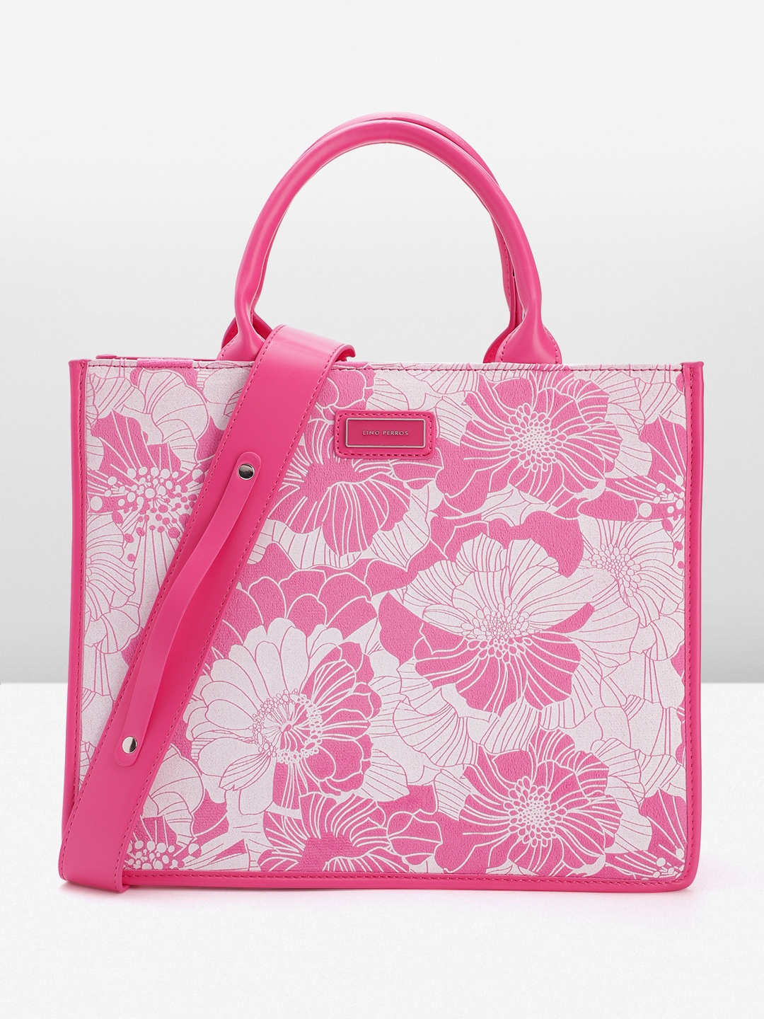 

Lino Perros Floral Printed Structured Handheld Bag, Fuchsia