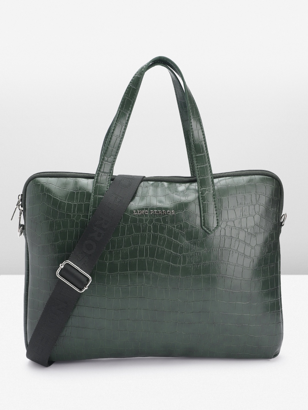 

Lino Perros Women Croc Textured Structured Laptop Bag-16 Inches, Green
