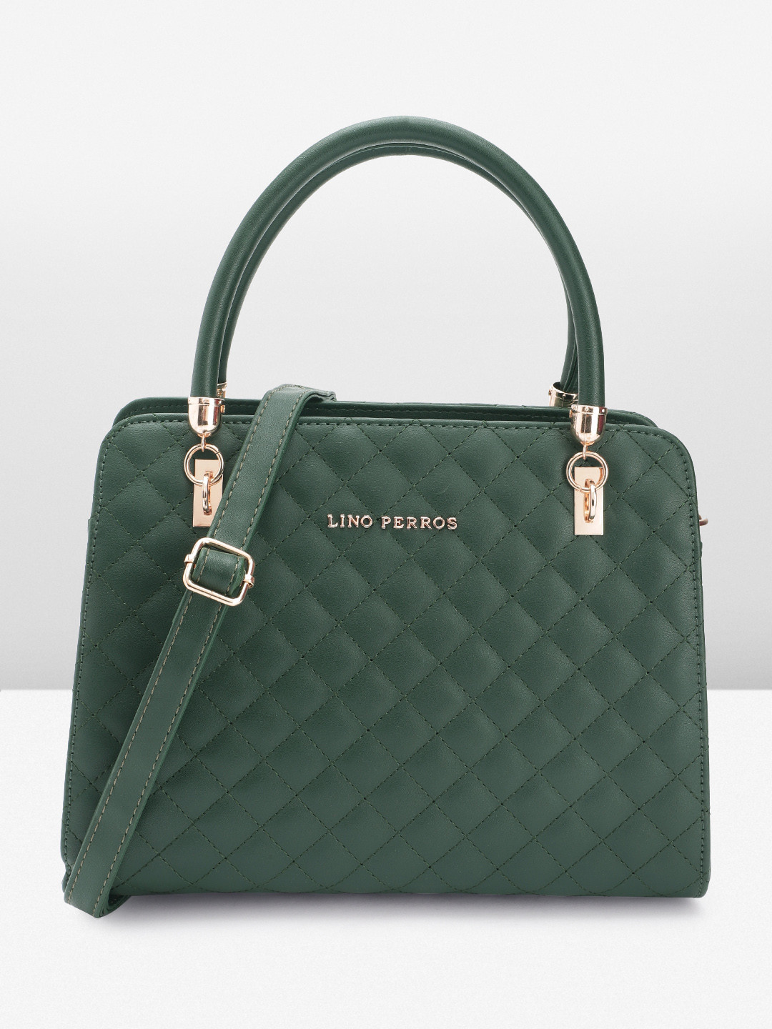 

Lino Perros Quilted Structured Handheld Bag, Green