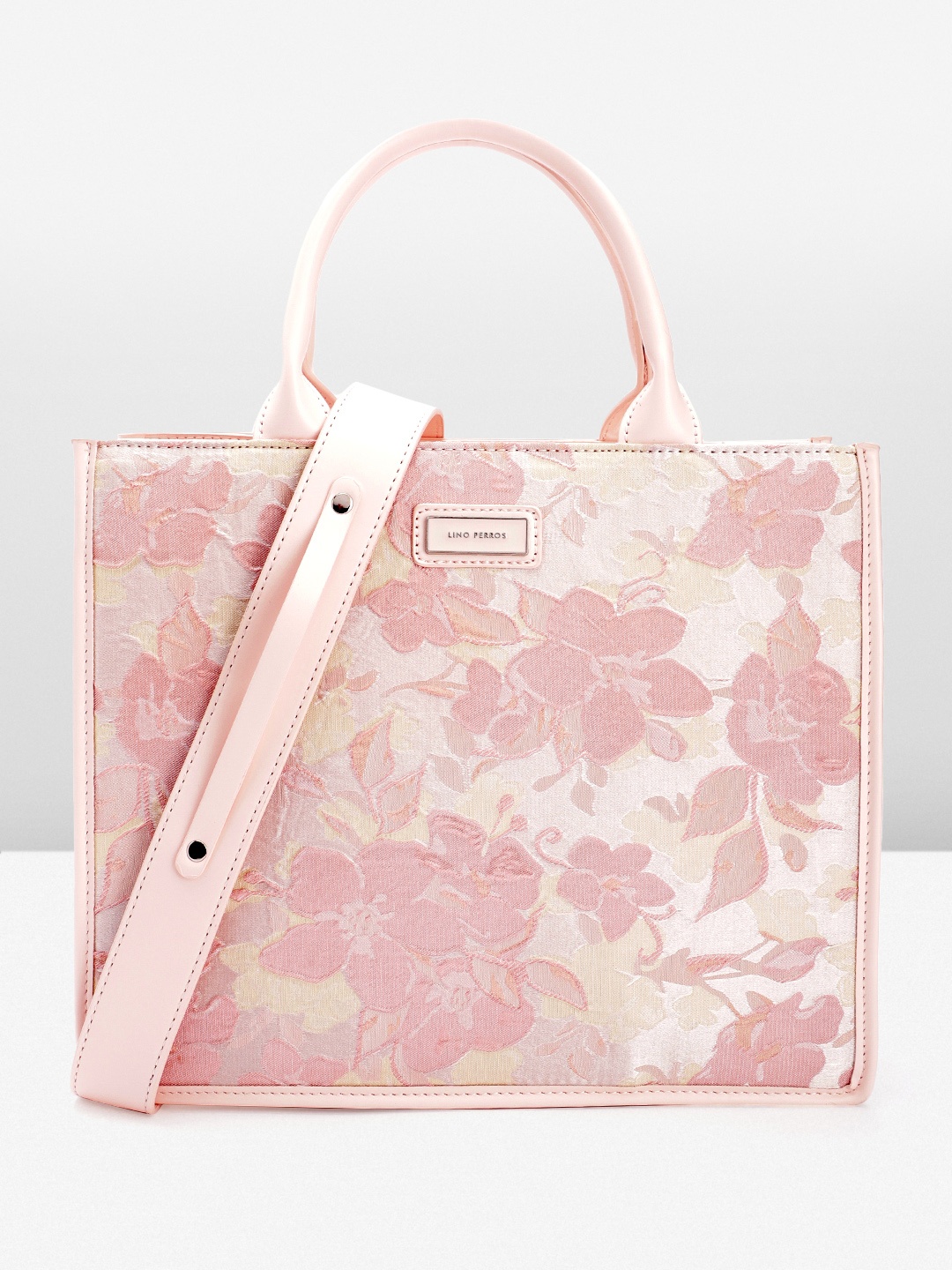 

Lino Perros Floral Textured Structured Handheld Bag, Pink