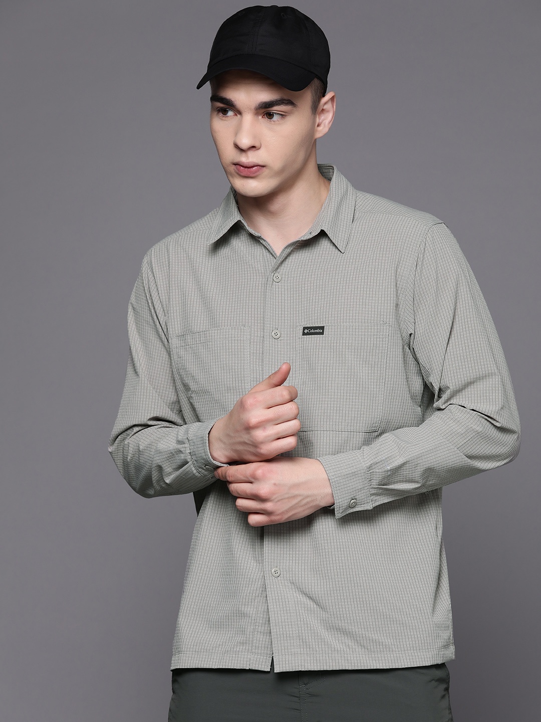 

Columbia Men Standard Mesa LW Striped Casual Shirt, Grey