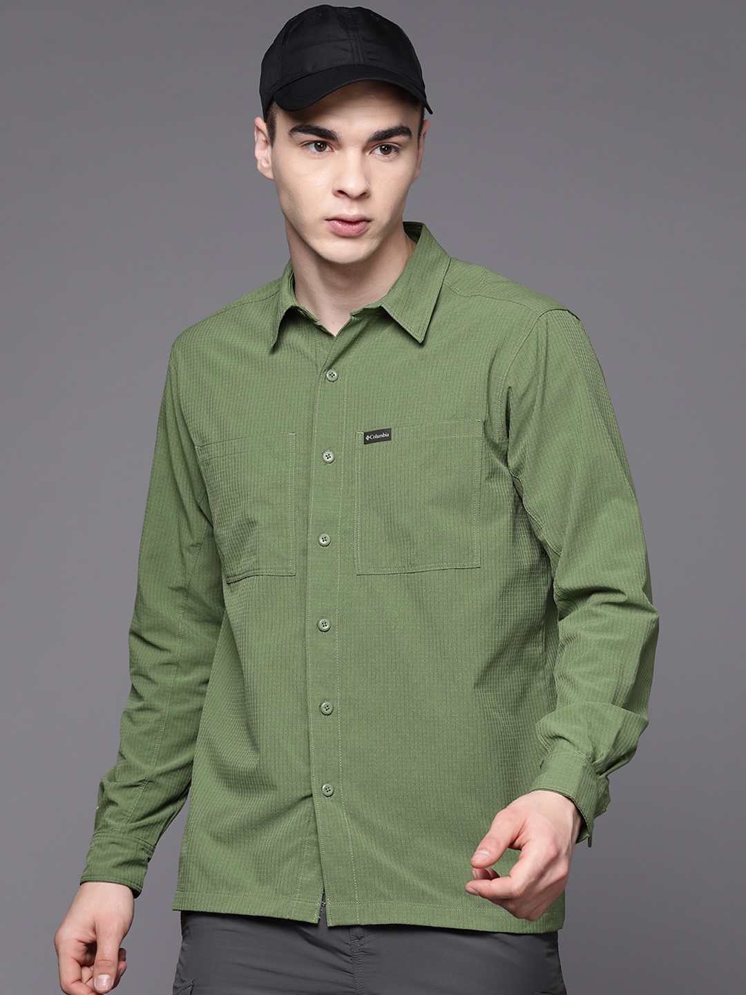 

Columbia Men Standard Micro Checks Casual Shirt, Green