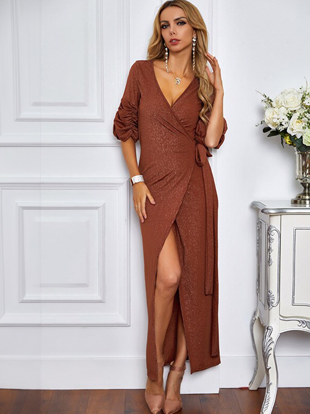 

StyleCast Brown Maxi Wrap Dress