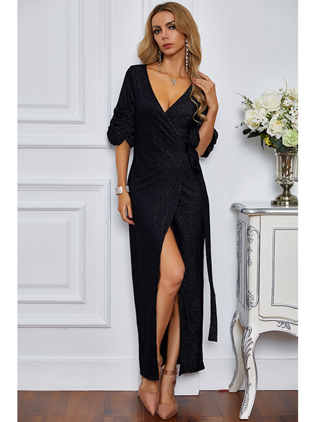 

StyleCast V-Neck Maxi Dress, Black