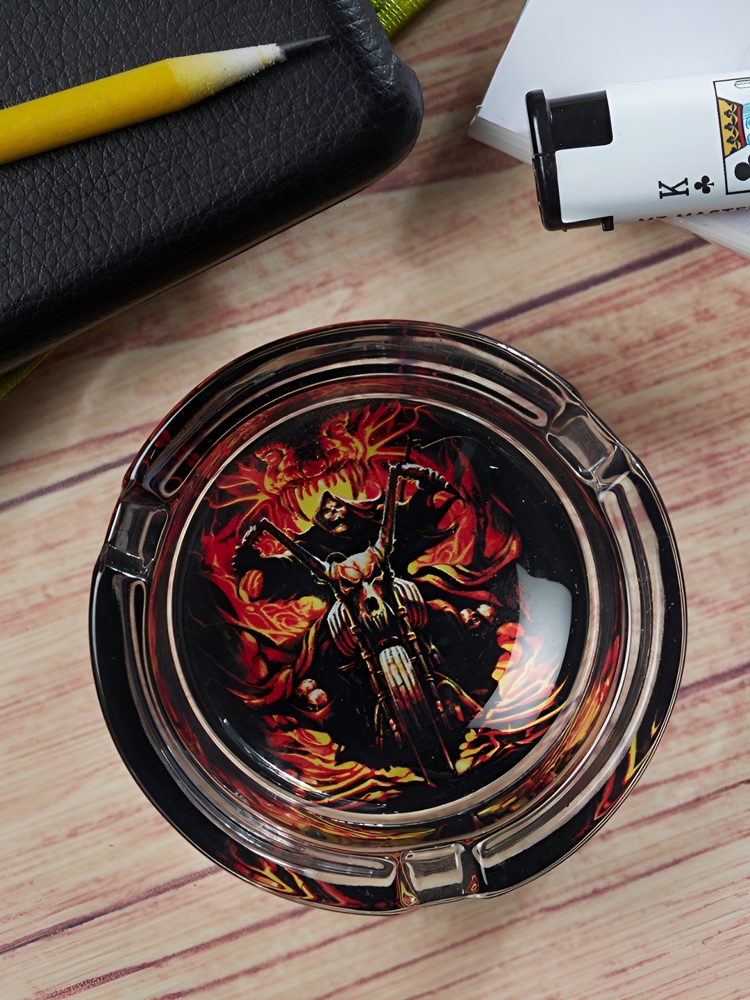 

Kookee Black & Red Round Printed Ashtray
