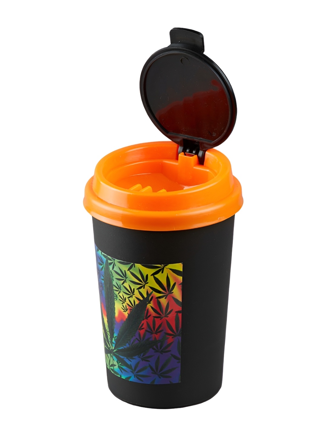 

Kookee Black & Orange Printed Ash Tray Bucket With Lid