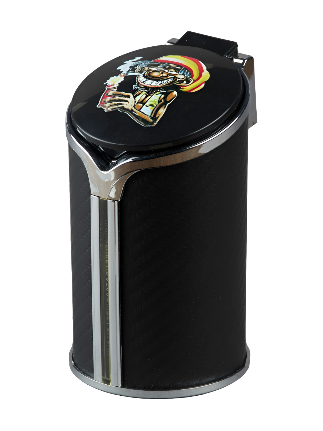 

Kookee Black & Silver Toned Printed Tin Car Ash Tray