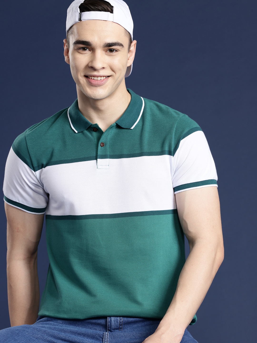

Mast & Harbour Men Colourblocked Polo Collar T-shirt, Green