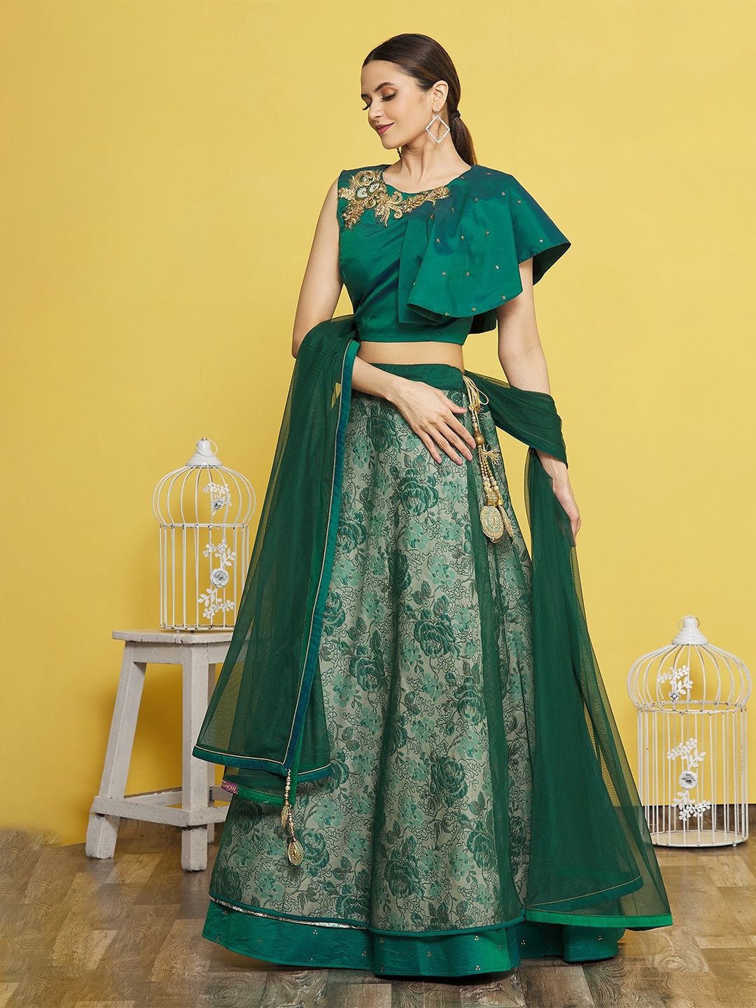

Sangria Embroidered Lehenga Choli, Green