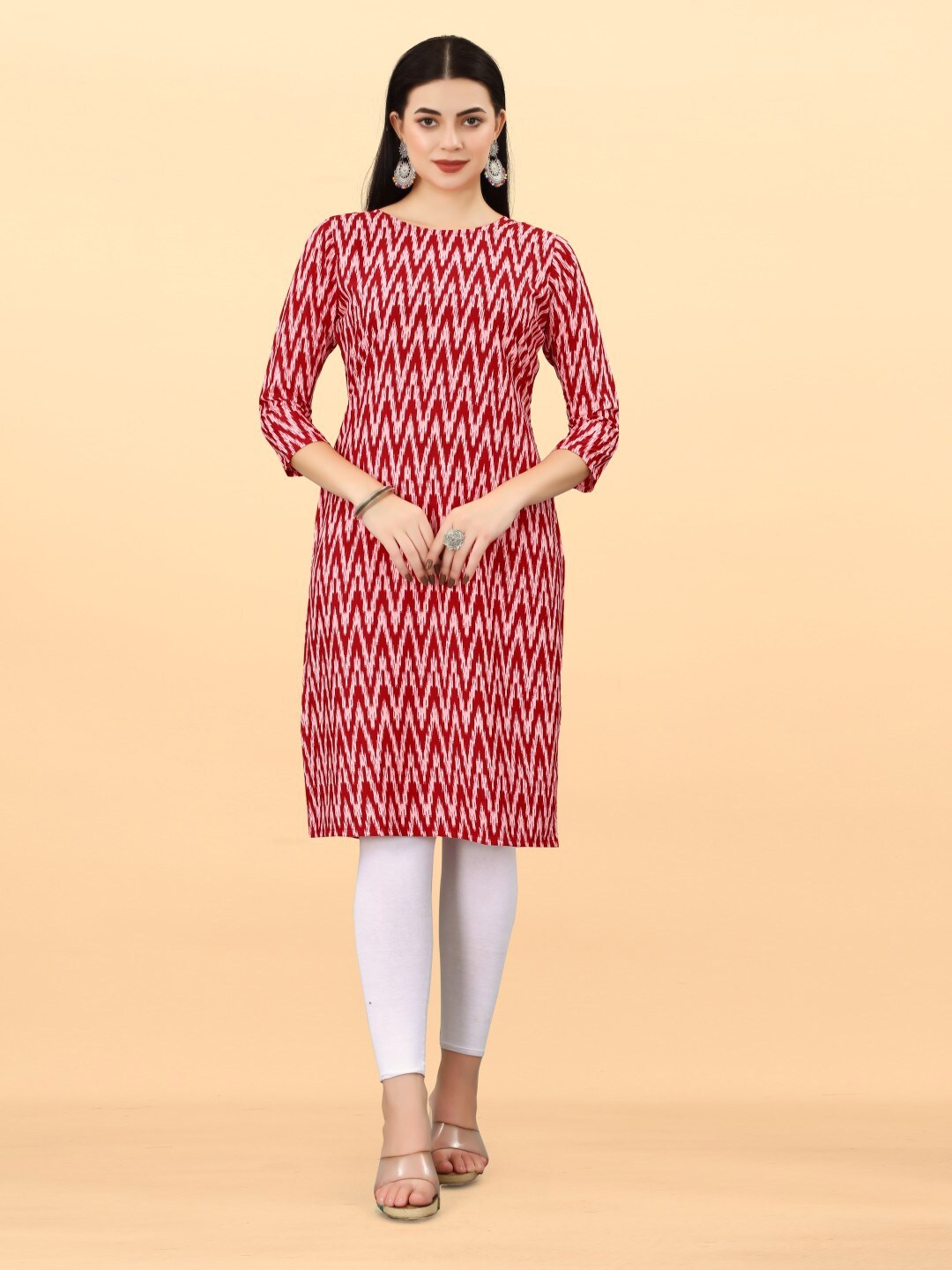 

PYARI - A style for every story Geometric Printed Kurta, Red