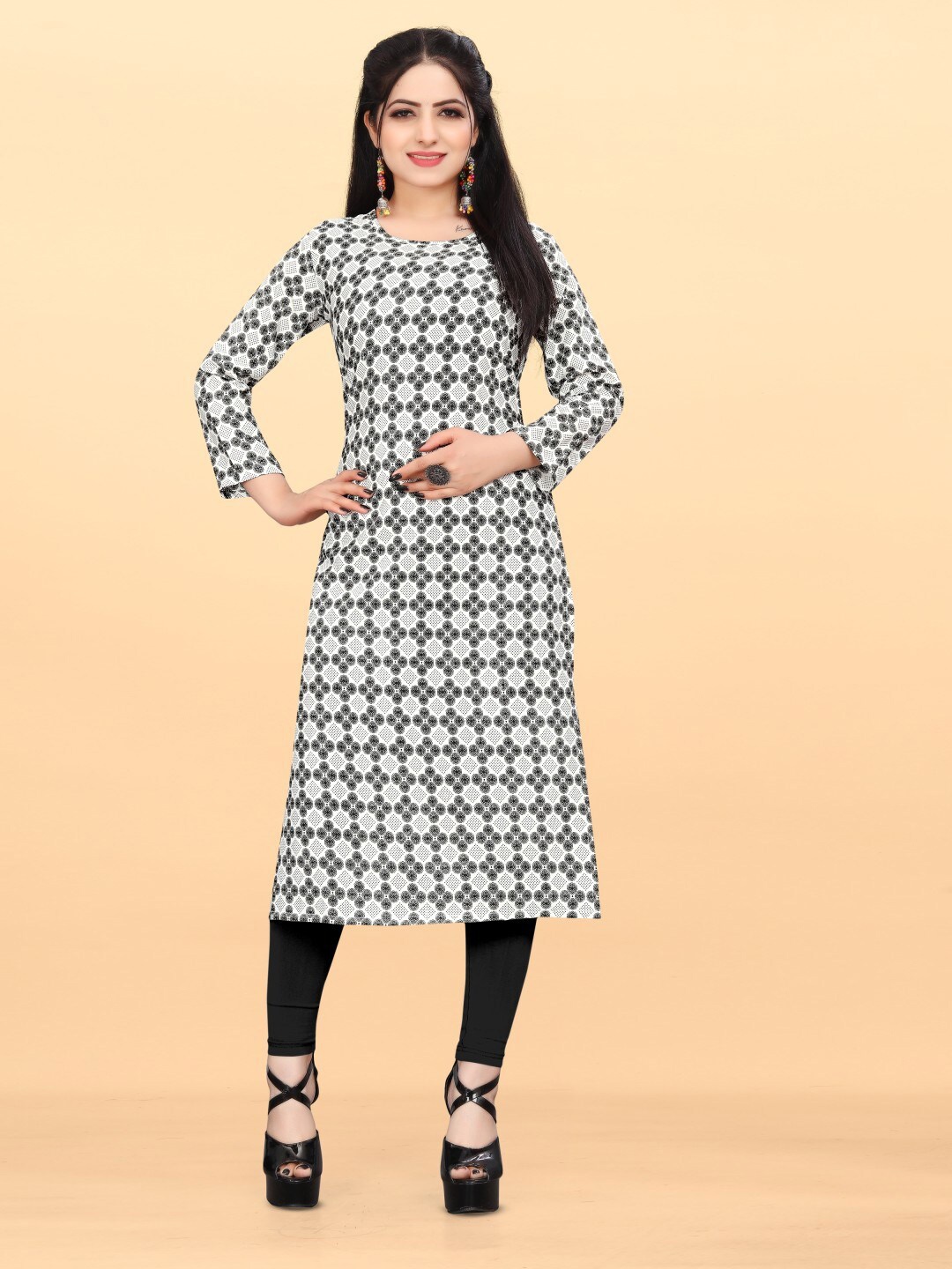 

PYARI - A style for every story Geometric Printed Kurta, Green