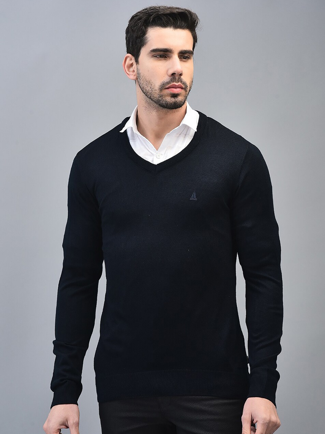 

CANOE V-Neck Acrylic Pullover Sweater, Navy blue