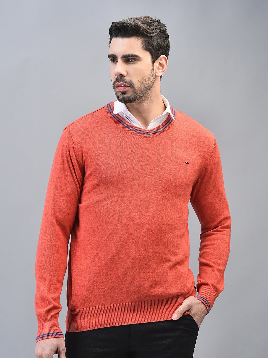 

CANOE Cotton Pullover Round Neck Sweaters, Orange